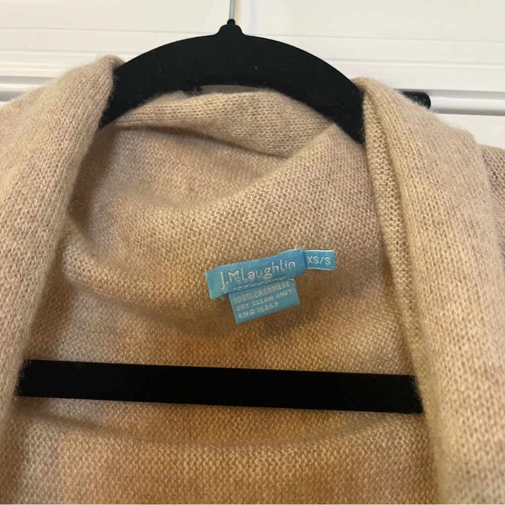 J. McLaughlin Tan Cashmere Sleeveless Cardigan Vest - Picture 2 of 5